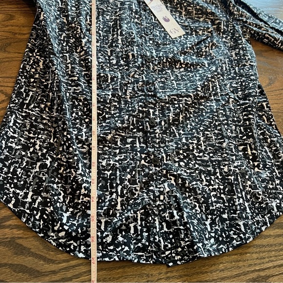NWT Gloria Vanderbilt Amanda button up blouse black/grey/white size small - Picture 5 of 6